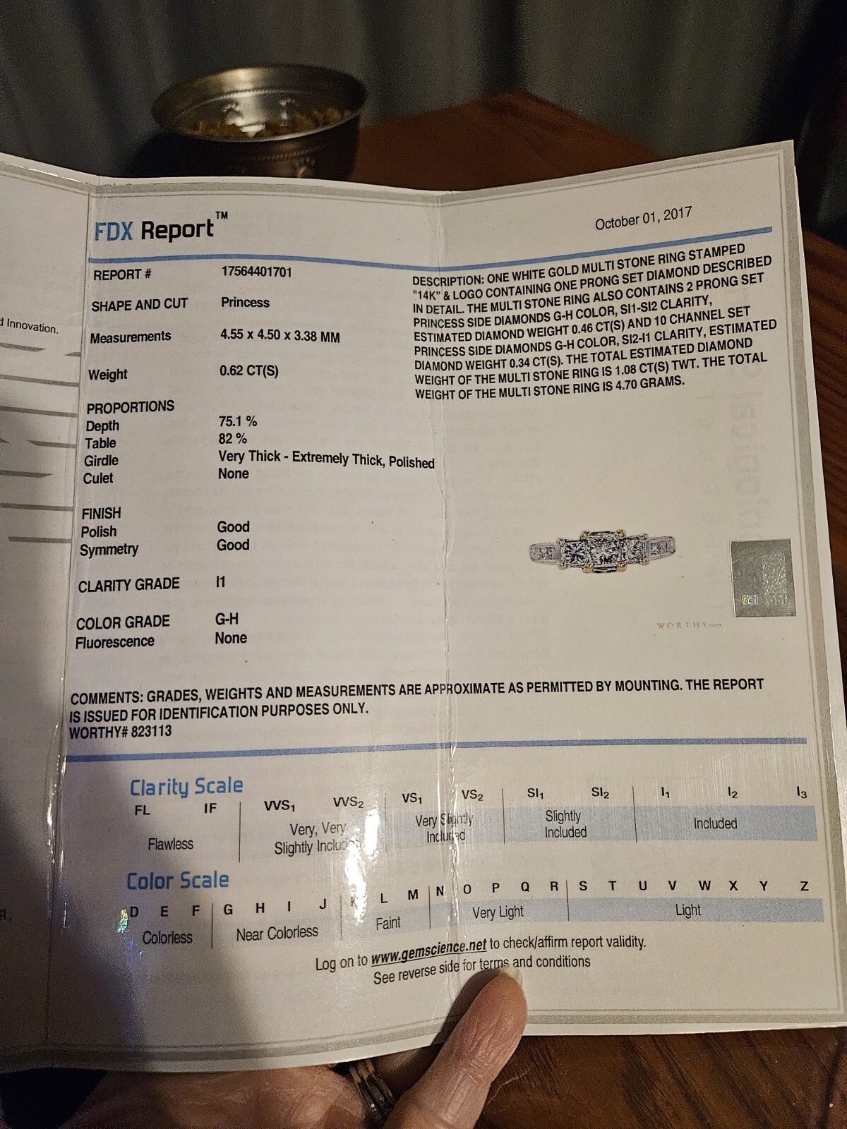 three stone diamond ring preowned - image 2