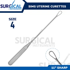 Sims Uterine Curettes 11" (27.9cm), Sharp Blade, Size 4 German Grade