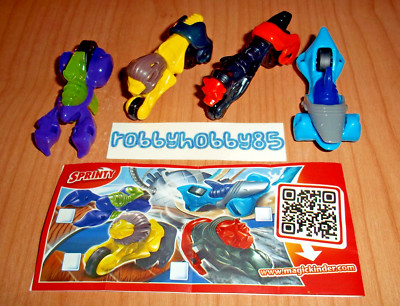 RACING ANIMALS COMPLETE SET OF 4 WITH PAPERS KINDER JOY SURPRISE EGG TOYS 2014