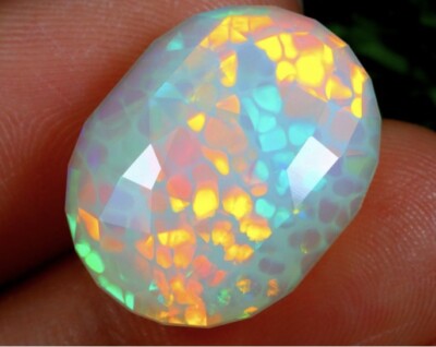 13carat GIA Certified, Honeycomb, Ethiopian Welo faceted Opal, Rare 