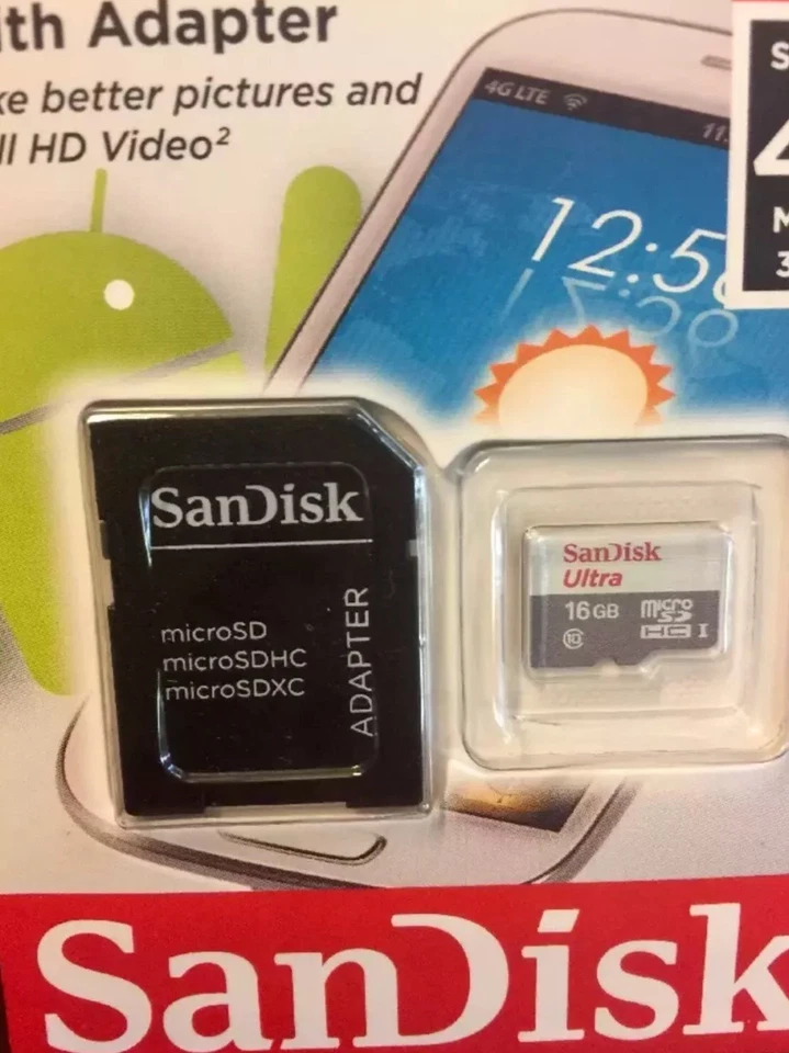 SanDisk Ultra 16GB MicroSD Micro SD SDHC UHS 48MB/s Memory with Adapter class 10 - Image 2 of 2
