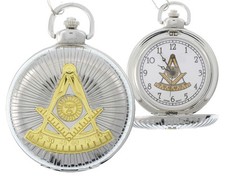 Masonic Past Master Pocket Watch - Duo-tone Steel Gold - Square  Compass Design