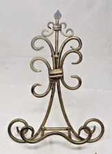 10" Folding Tripod Fleur de Lis Metal Easel Plate Photo Art Display Holder