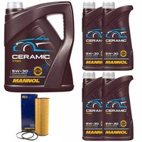 MotoröL Set Mannol 5W-30 Ceramic API SN Plus 9 Liter + ÖLfilter FüR Audi A8 A6