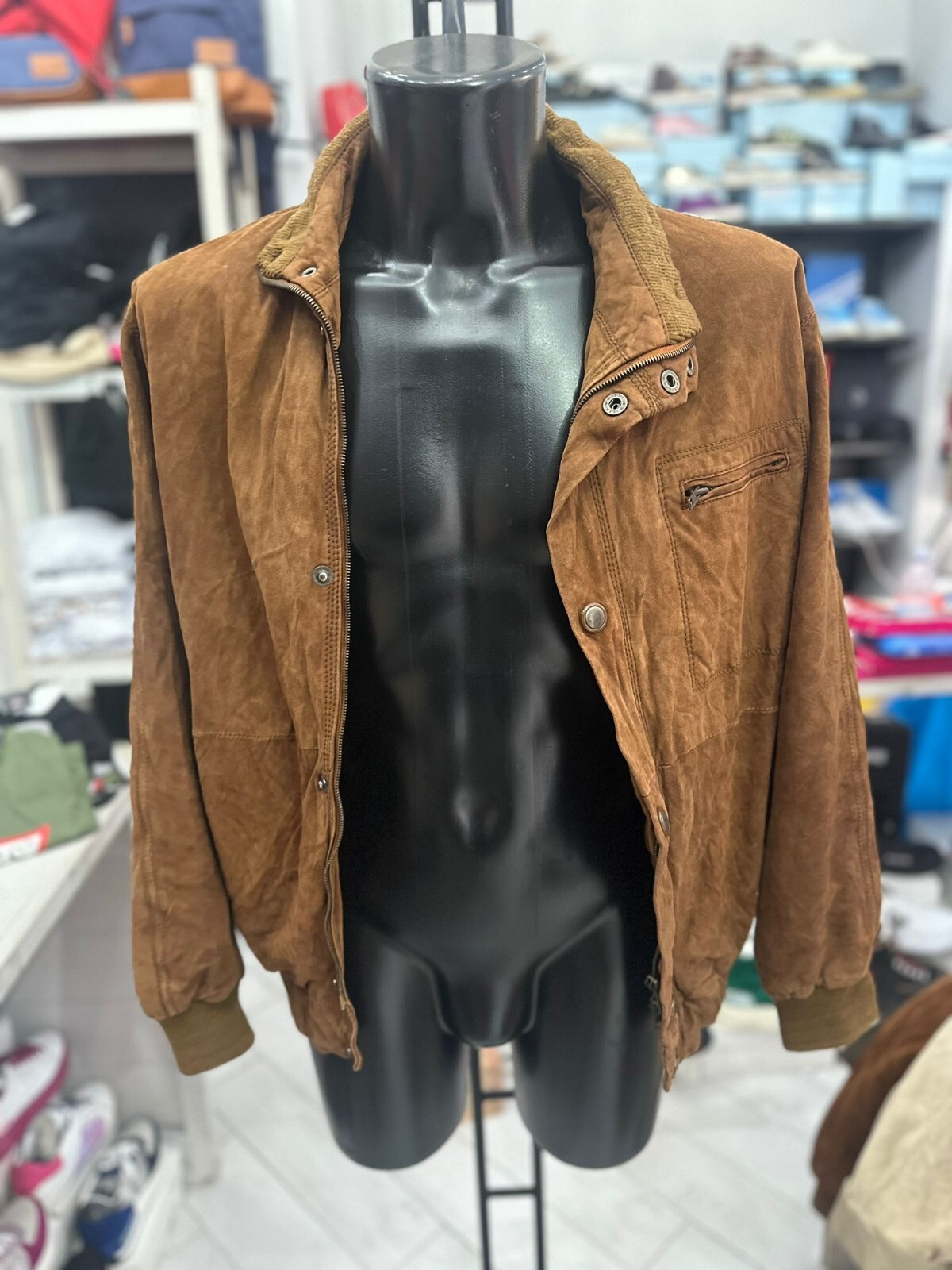 Vintage Brown Leather Jacket for Men Size 50 LLV441
