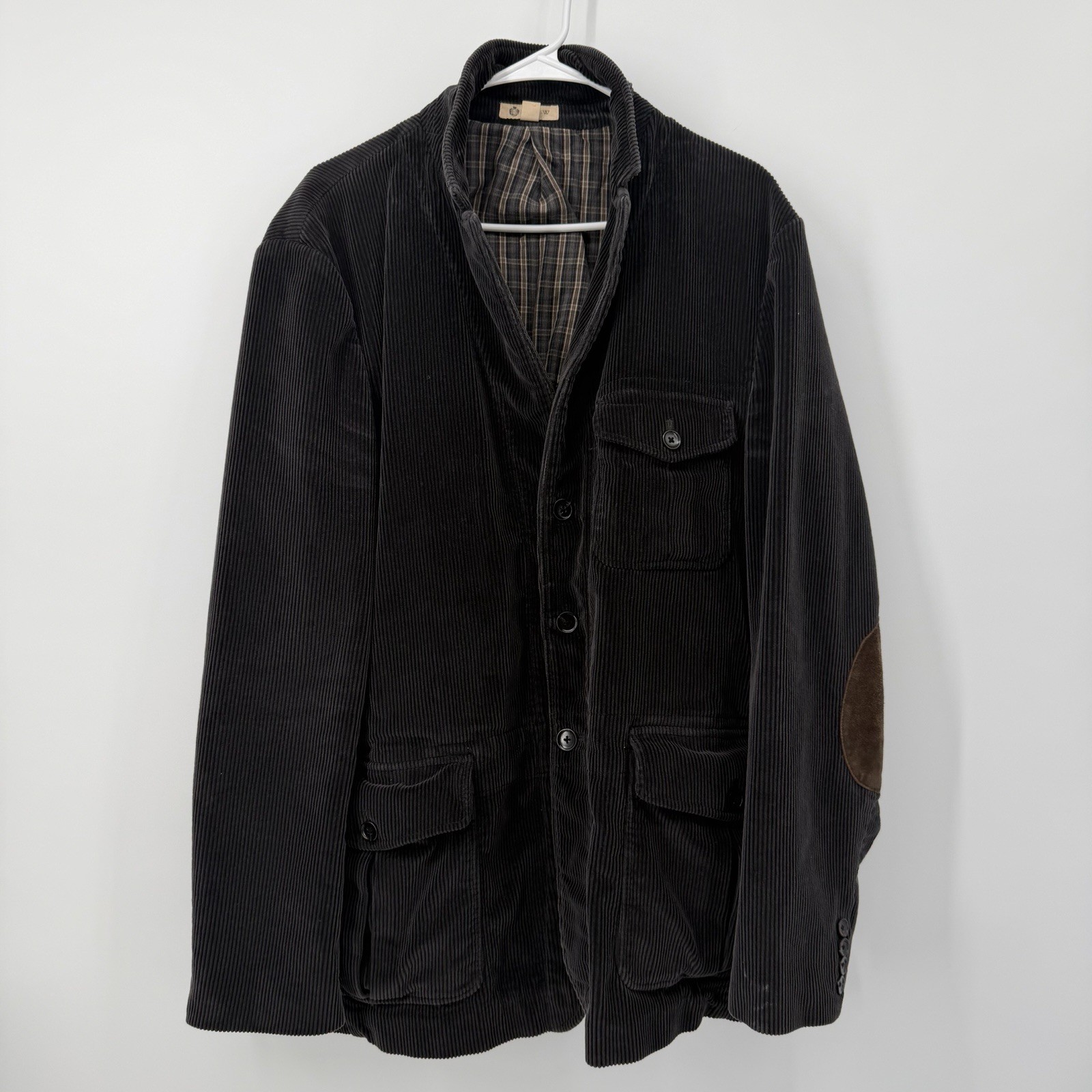 J. Crew Ludlow Blazer Dark Gray Corduroy Elbow Patches Mens Size XL Sport Coat