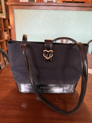 Yves Saint Laurent YSL Gold/Black Shoulder Bag Canvas