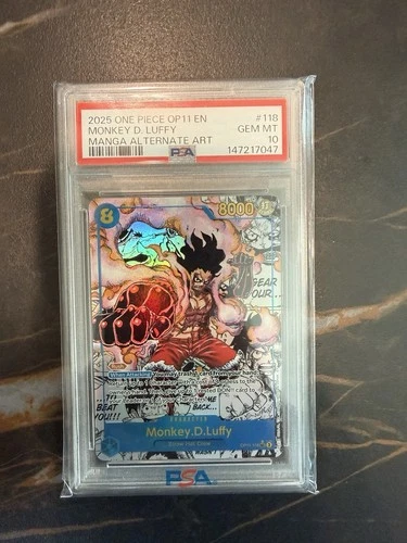 2025 One Piece OP11-118 Monkey D. Luffy Manga Alt Art PSA 10