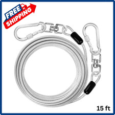 Jenico Dog Tie Out Cable: 15 Ft Dog Lead For Yard Heavy Duty Chain Leash 500 Lbs