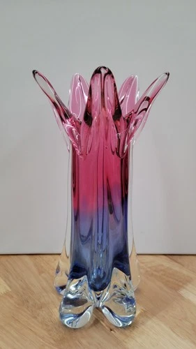 Vintage Murano Italian Art Glass Tulip Beautiful Flower Vase 11.5x5" (5lb 6oz)