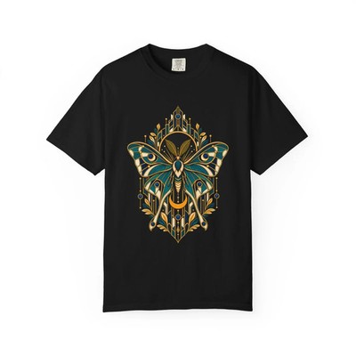 Midnight Has Wings Sacred Insect T-Shirt Black Front Print Comfort Colors 1717