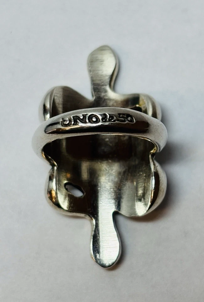 Anillo Modernista 2 Piedras Rosas Tono Plata Uno De 50 Talla 8.25 Foto 2 de 4