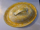 Stangl Pottery Hand Painted Butter Dish w/Lid Town & Country Yellow Sponged Rare