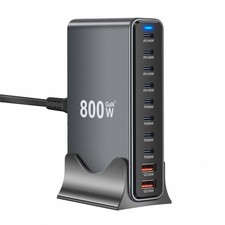 800W GaN USB-C Desktop Charger with 10 Ports PD3.1 for Fast Charging