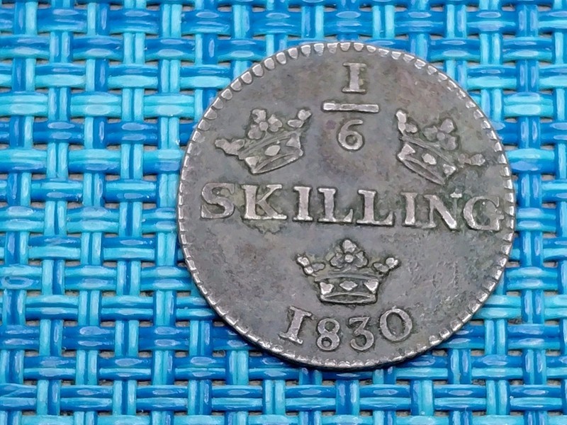 🇸🇪 Sweden 1/6 Skilling 1830 KM-625 XF  Copper Coin 042226-8