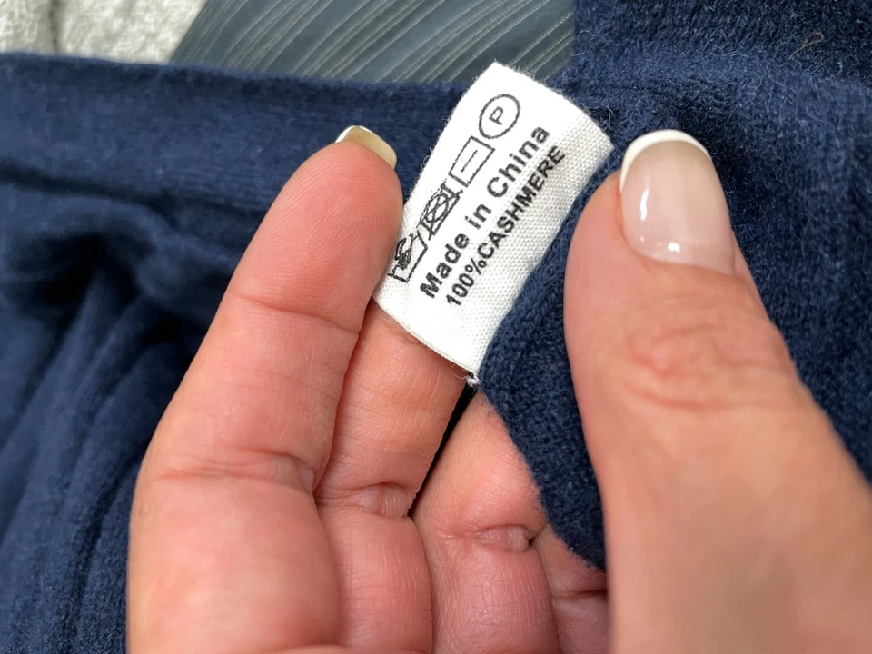 SOFT GOAT Gr. S 100% KASCHMIR Kleid Strickkleid Blau Schlitz Midi Wadenlang - Bild 4 von 4