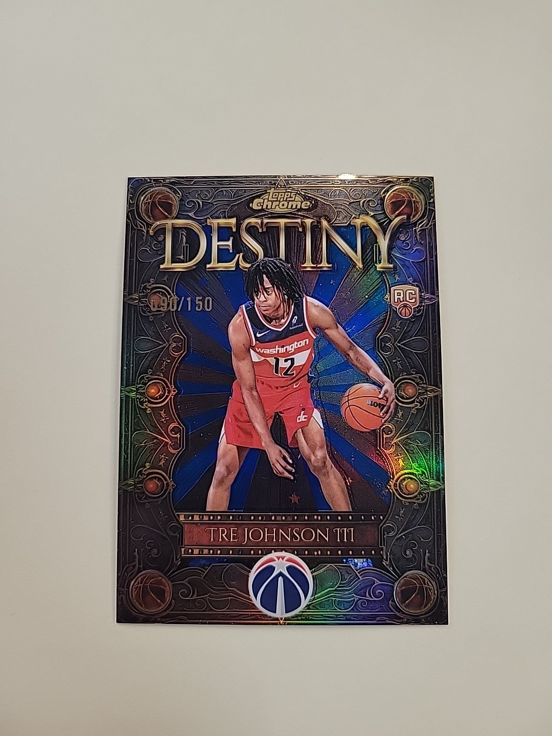 Tre Johnson III 2025-26 Topps Chrome Destiny Rc Blue #/150 Washington Wizards
