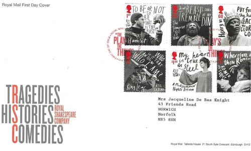 GB Comm/FDC - Tragedies, Histories, Comedies - Edinburgh -  2011 (RM921)
