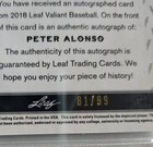 2018 Leaf Valiant Green Peter Alonso autograph 81/99 BA-PA1 Beckett 9.5 Gem Mint — photo 2