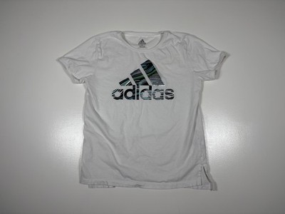Adidas Graphic T Shirt Girls XL 16 White Cotton Activewear Casual Tee