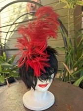 VTG Vibrant MaroonRed With a Hint of Black Tail Feather Hair Comb