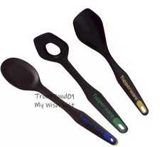 Tupperware Chef Series Pro Set Utensili Nero 3 Cucchiaio a Scoop Cucchiaio Rotondo a Fessura