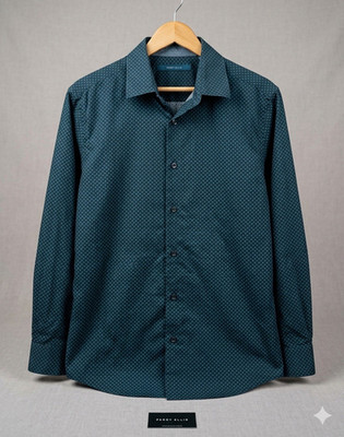 Perry Ellis Blue Geometric Slim Fit Dress Shirt 15.5 Neck 32/33 Sleeve M