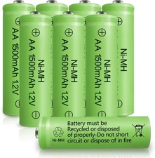 AA Rechargeable Batteries NIMH 1.2V Double A 1500mAh High 1 Count 8pack 