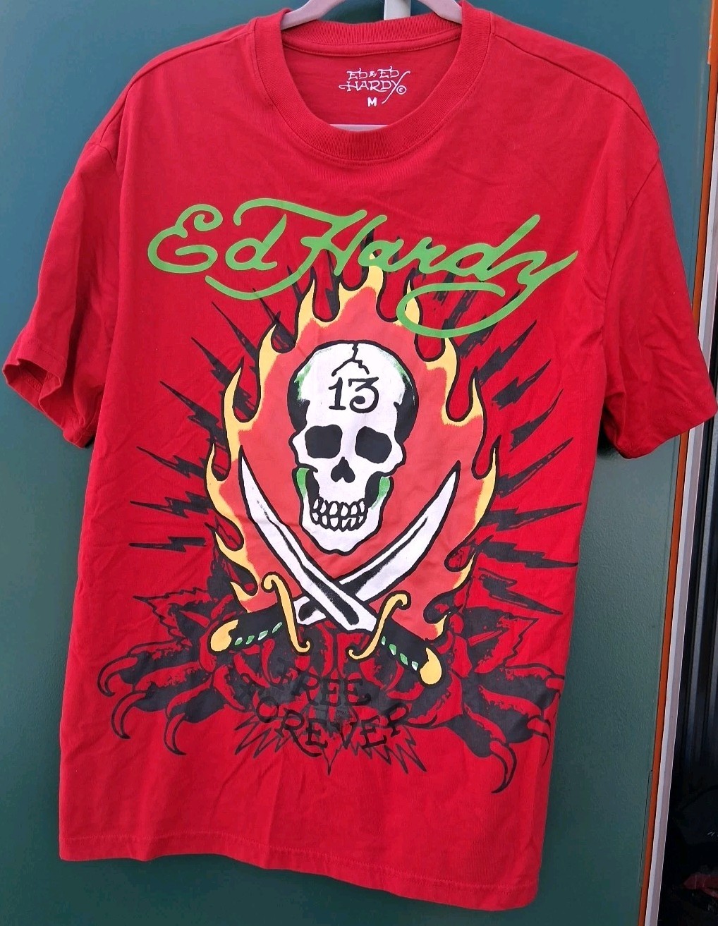 Ed Hardy T Shirt Mens Large Red Skull