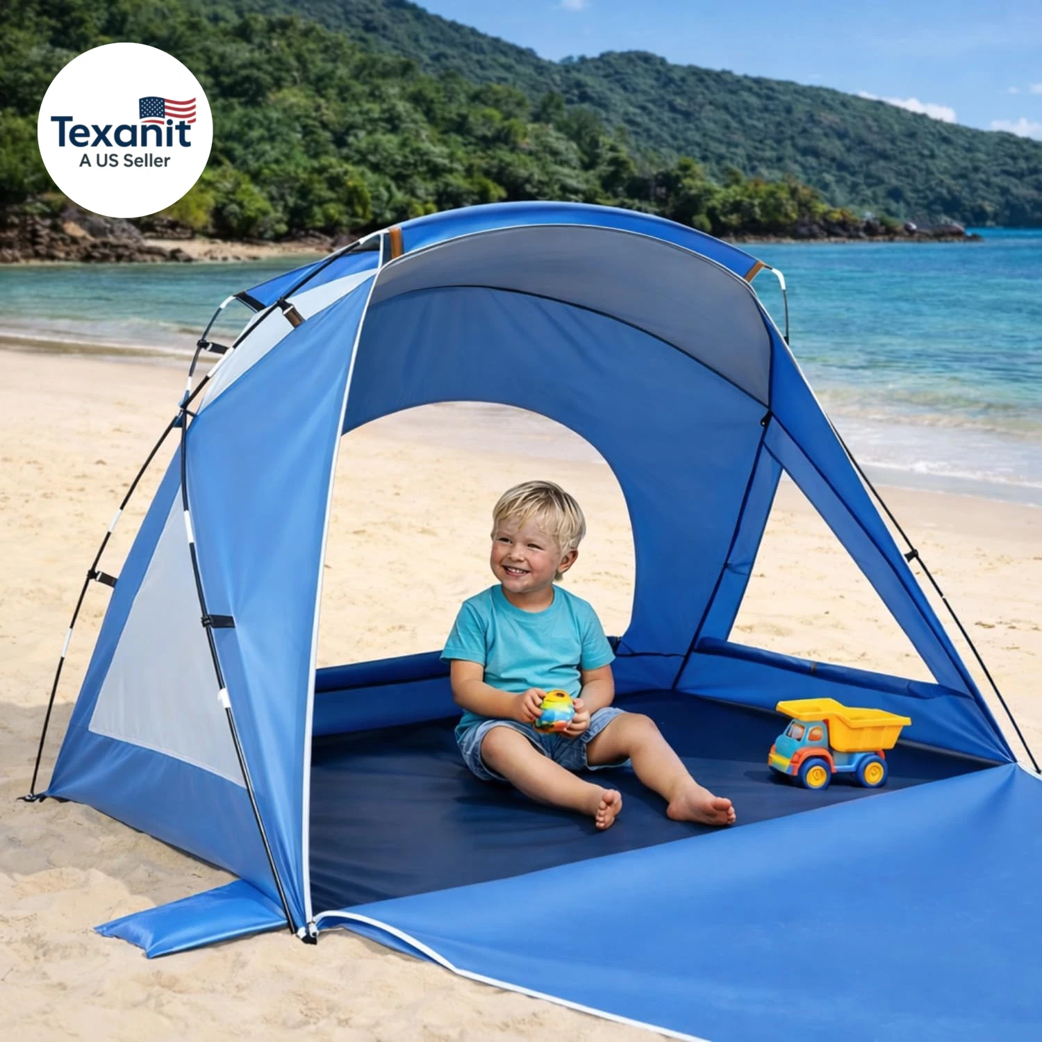 Beach Tent, Portable Sun Shelter for 2/3/4/6-8 Person with UPF 50+ UV Protection