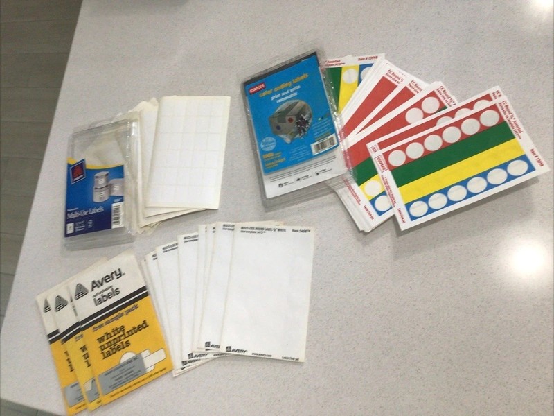 Unused  Sticky Labels-Multiple Sizes & Colors 