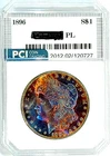 1896-P Gem BU +++ PL Proof-like  Morgan Dollar Monster Rainbow Color Toned