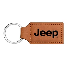 Jeep Rectangular Brown Leather Key Chain Key-Ring