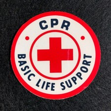 American Red Cross CPR Basic Life Support Sticker peel back - Round