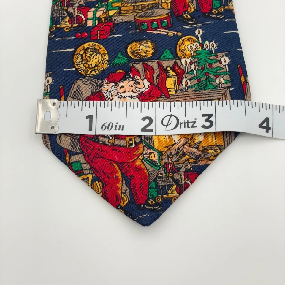 Vintage Robert Talbott Neck Tie 3.5" Silk Santa Christmas Holiday Made In USA - Image 3 of 4