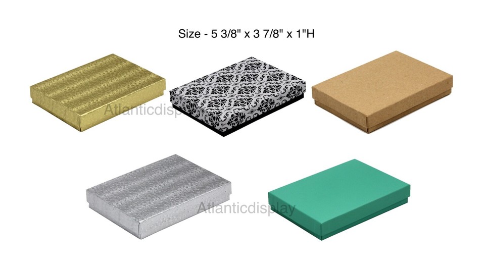 Box Of Jewelry Lots Of 100, 200, Or 500 Premium White Cotton-Filled Jewelry Gift Boxes - Square, Swirl Pattern Wedding Invitation Boxes - Foto 6