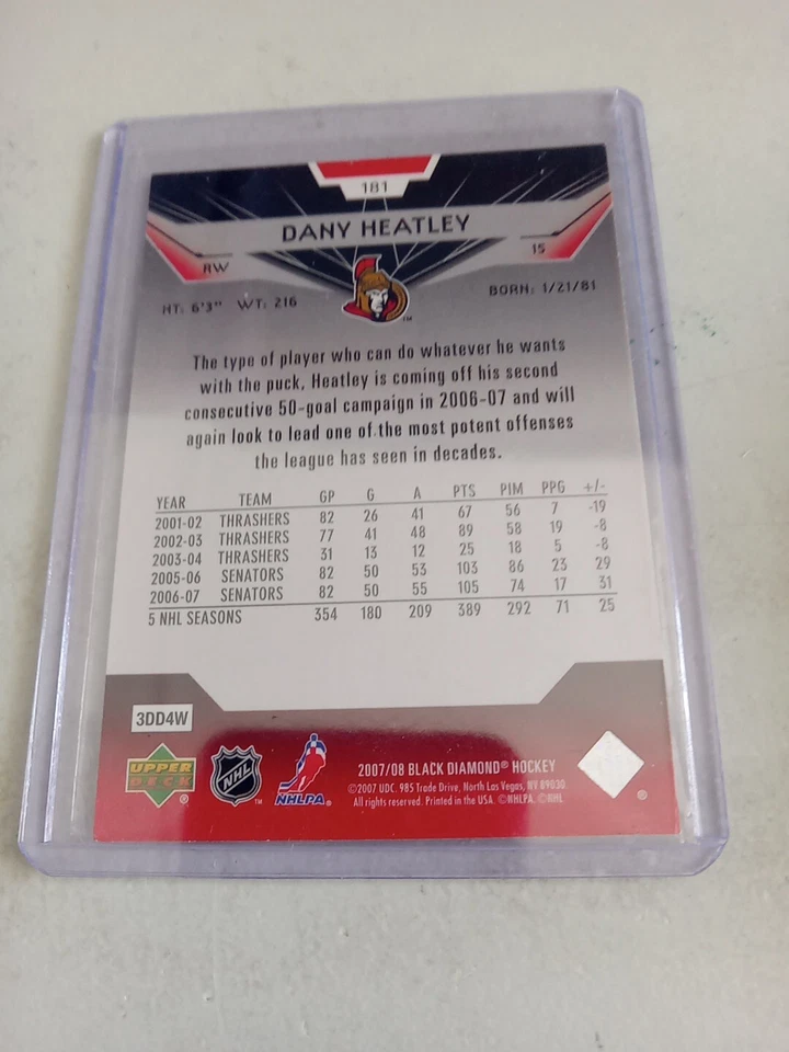 2007-08 DANY HEATLEY UPPER DECK BLACK DIAMOND CARD. OTTAWA SENATORS. - Image 2 of 2