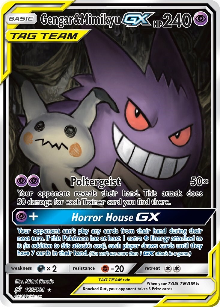 Gengar & Mimikyu GX (Alternate Full Art) 165/181 Sm-Team Up Gengar & Mimikyu GX (Alternate Full Art) 165/181 Sm-Team Up
