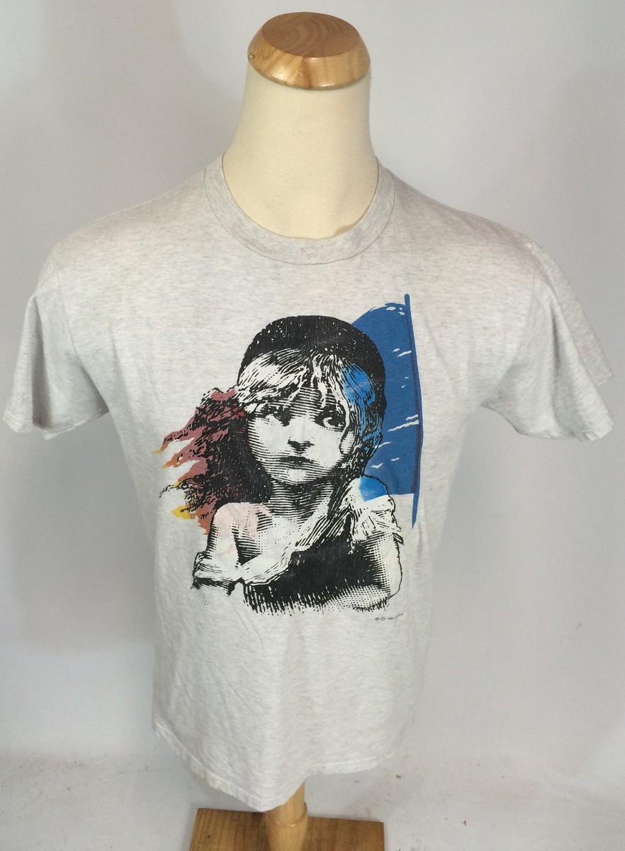 Vintage 1986 Les Miserables Broadway Musical T Shirt 80s L Gray