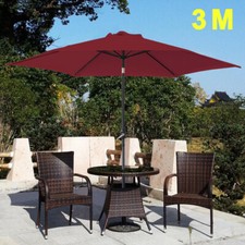 Aluminium 3M Large Round Garden Parasol Umbrella Patio Sun Shade Crank Tilt New