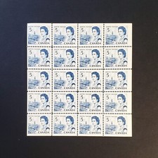 Stamps Canada Mint: #458b 5c QEll  Cent. Defins  miniature pane of 20  VF MNH