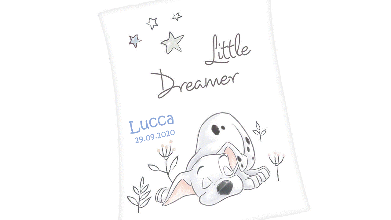 Personalisierte Babydecke Dalmatiner Disney mit Name und Geb.-Datum Baby Taufe Personalisierte Babydecke Dalmatiner Disney mit Name und Geb.-Datum Baby Taufe