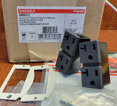 Wiremold 68REC Evolution Series Poke-Thru Duplex Receptacle Designer Ivory Black