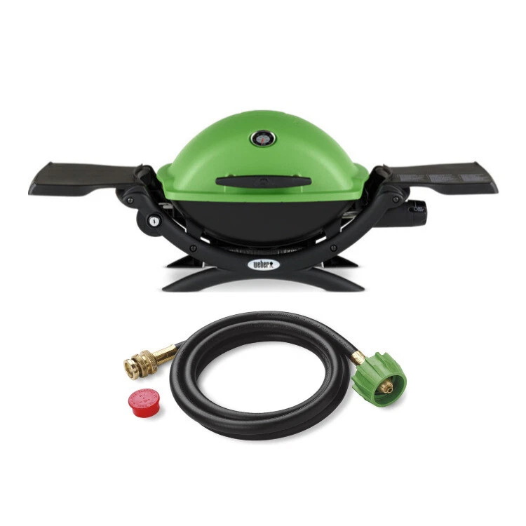 Weber Q 1200 Gas Grill Green and Adapter Hose eBay