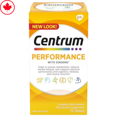 Centrum Performance Multivitamin with Ginseng - 75 Tablets - 1 Pack - Canada