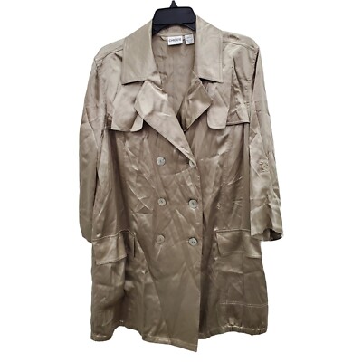 Chico's Women's Vintage Taupe Silk Roll Tab Lightweight Belted