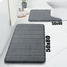 Image of Non Slip Bath Mat Small Large Bathroom Rug Water Absorbent Toilet Pedestal Mat