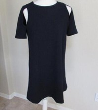 ZARA WB Collection size Md textured navy blue s/s shift dress cut outs