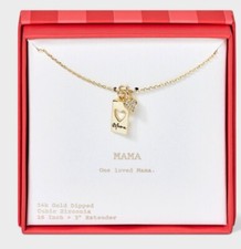 14 Gold Dipped mam Cubic Zirconia Heart Tag Pendant Necklce- A New Day Go