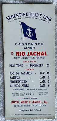 1940s ink blotter Argentine State Line ships M.V. Rio Jachal oceanliner NY Rio